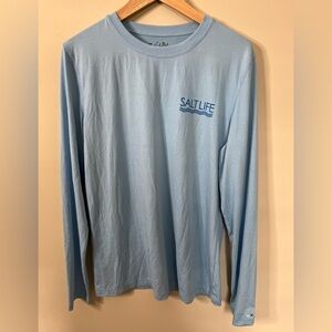 Salt Life Long Sleeve Blue Top Size XL No Worries Sea Happy